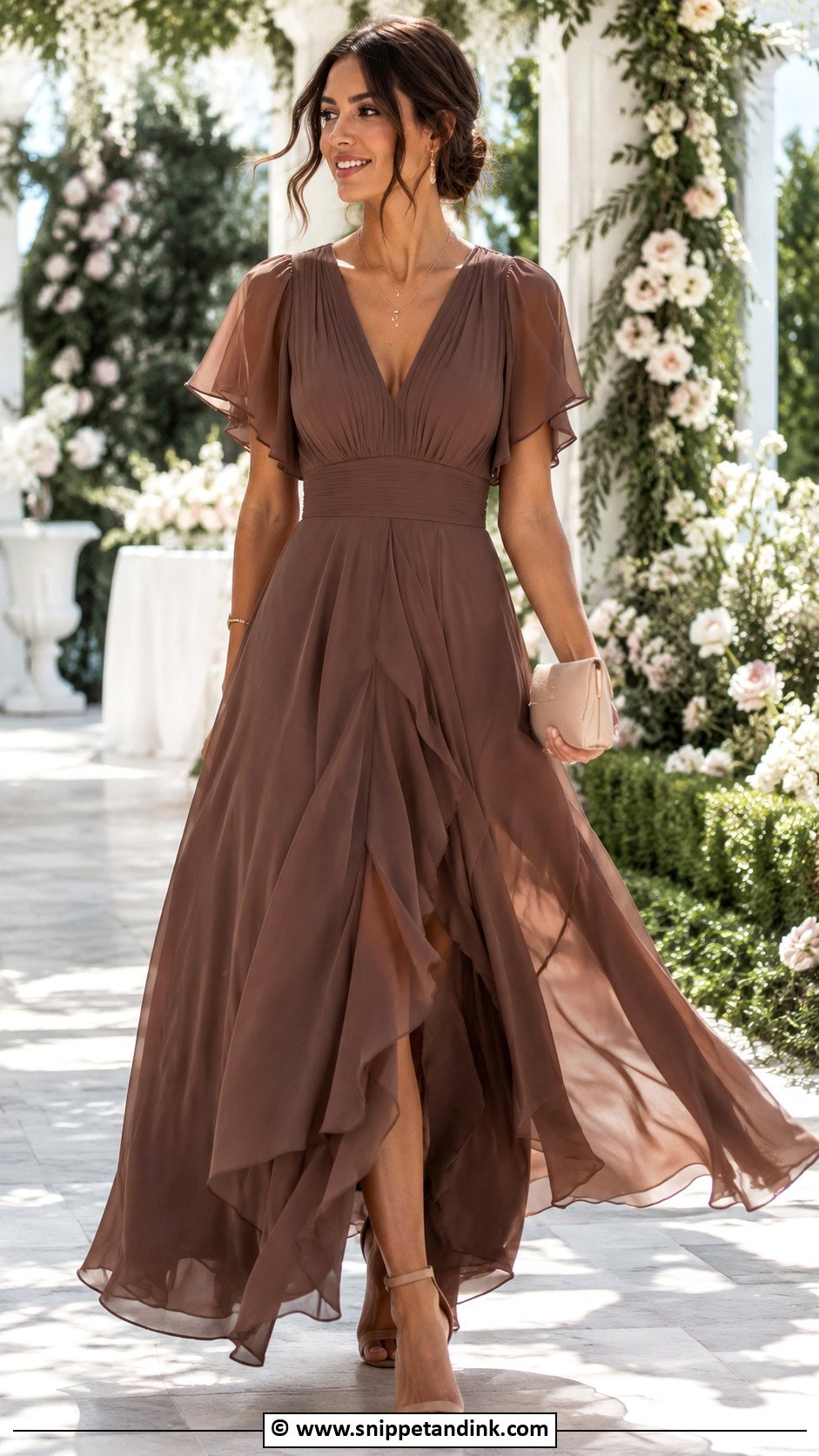 Brown Chiffon Gown - Snippet and Ink - 30 Brown Gown Ideas