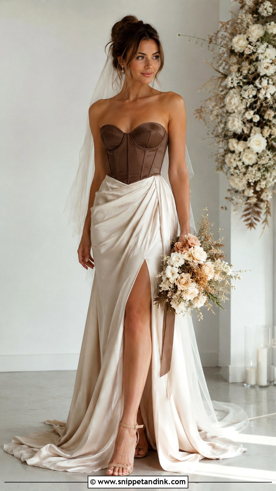 Brown Corset Wedding Dress - Snippet and Ink - 30 Brown Wedding Dress Ideas