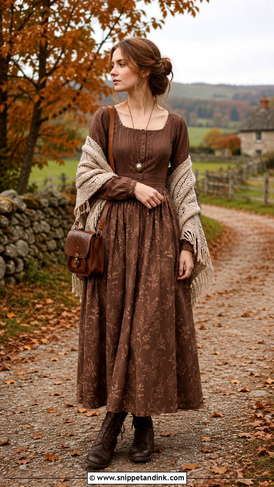 Brown Cottagecore Gown - Snippet and Ink - 20 Cottagecore Gowns