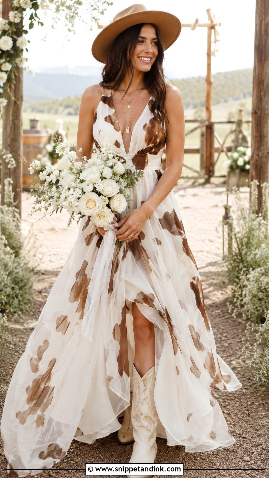 Brown Cow Print Wedding Dress - Snippet and Ink - 20 Cow Print Wedding Dress Ideas