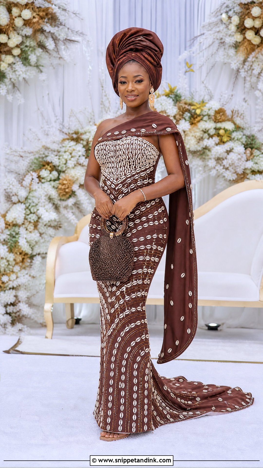 Brown Cowrie Shell Chilanga Mulilo Dress - Snippet and Ink - 20 Chilanga Mulilo Dress for Bride Ideas