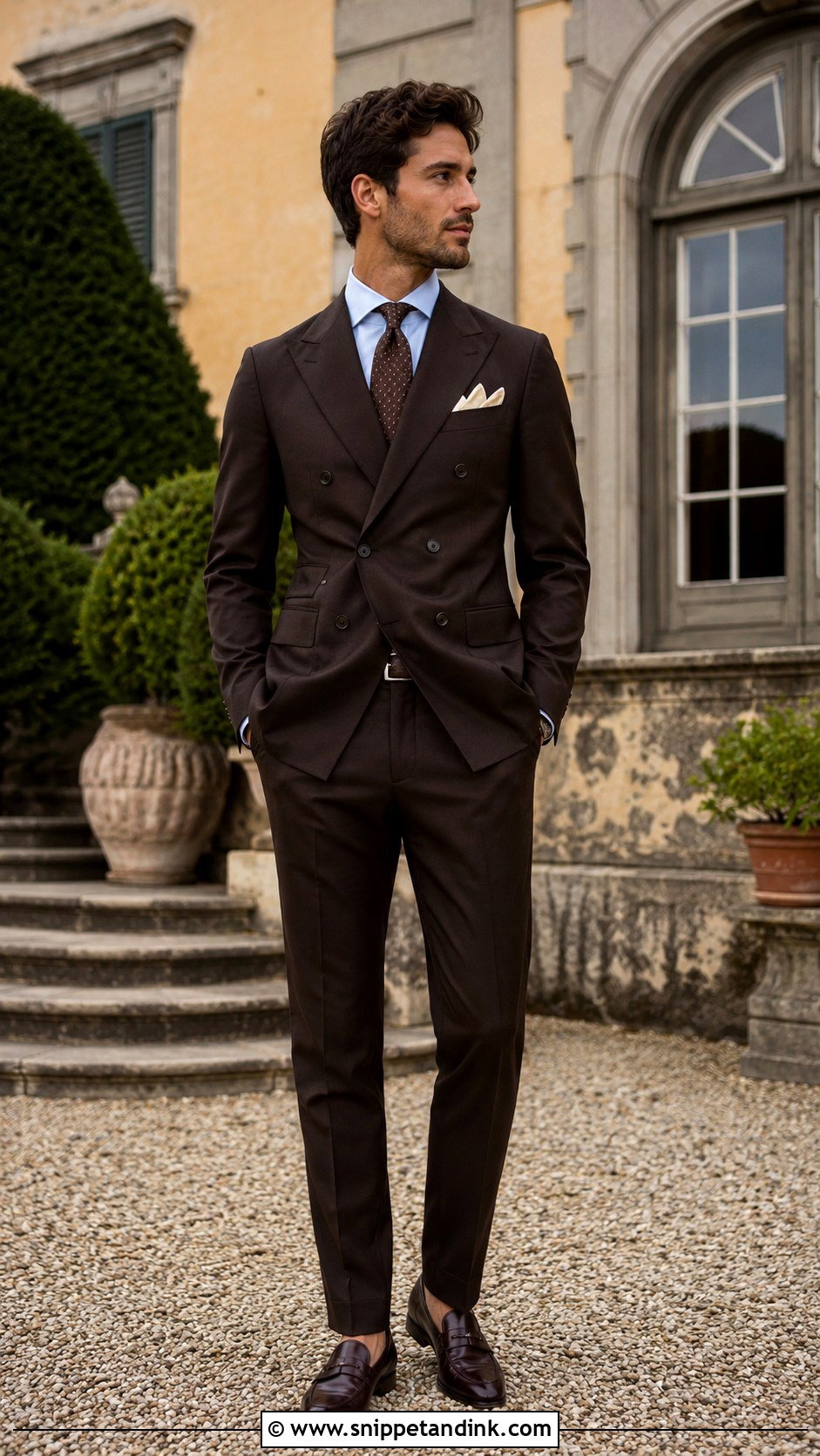 Brown Double Breasted Italian Wedding Suit - Snippet and Ink - 20 Italian Wedding Suit Ideas