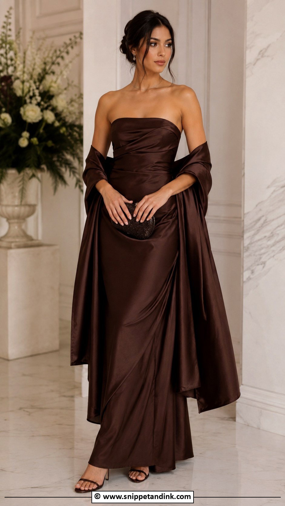 Brown Gown With Matching Shawl - Snippet and Ink - 30 Brown Gown Ideas