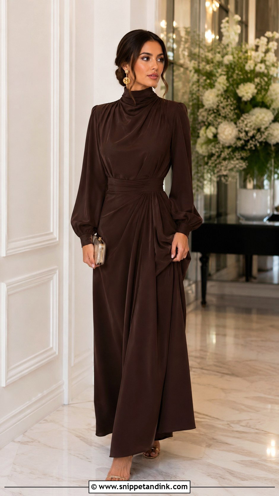 Brown High Neck Maxi Dress - Snippet and Ink - 25 Brown Dresses for Wedding