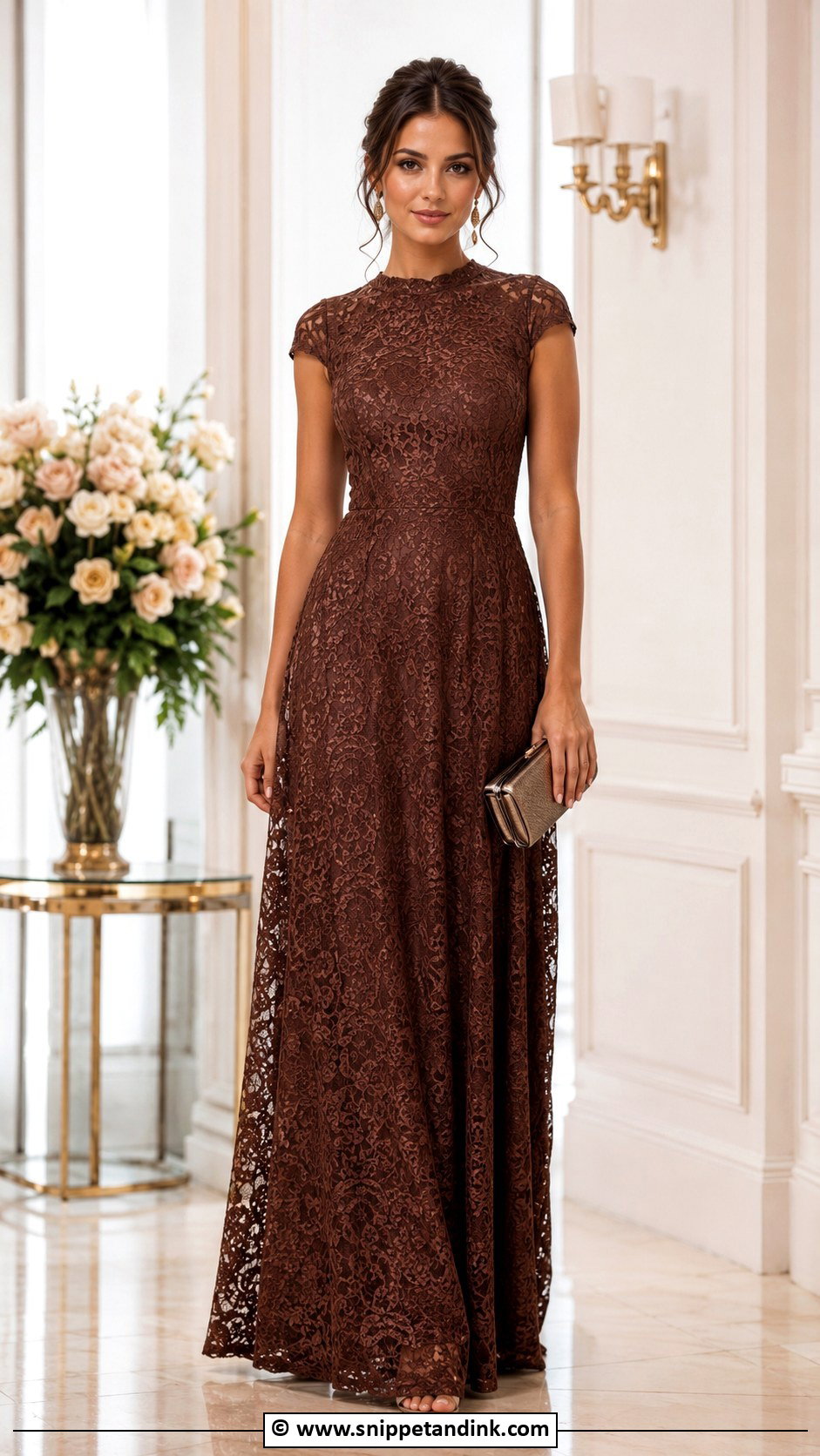 Brown Lace Gown - Snippet and Ink - 30 Brown Gown Ideas