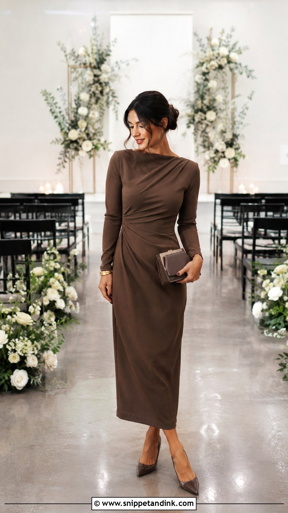 Brown Long Sleeve Dress - Snippet and Ink - 25 Brown Dresses for Wedding