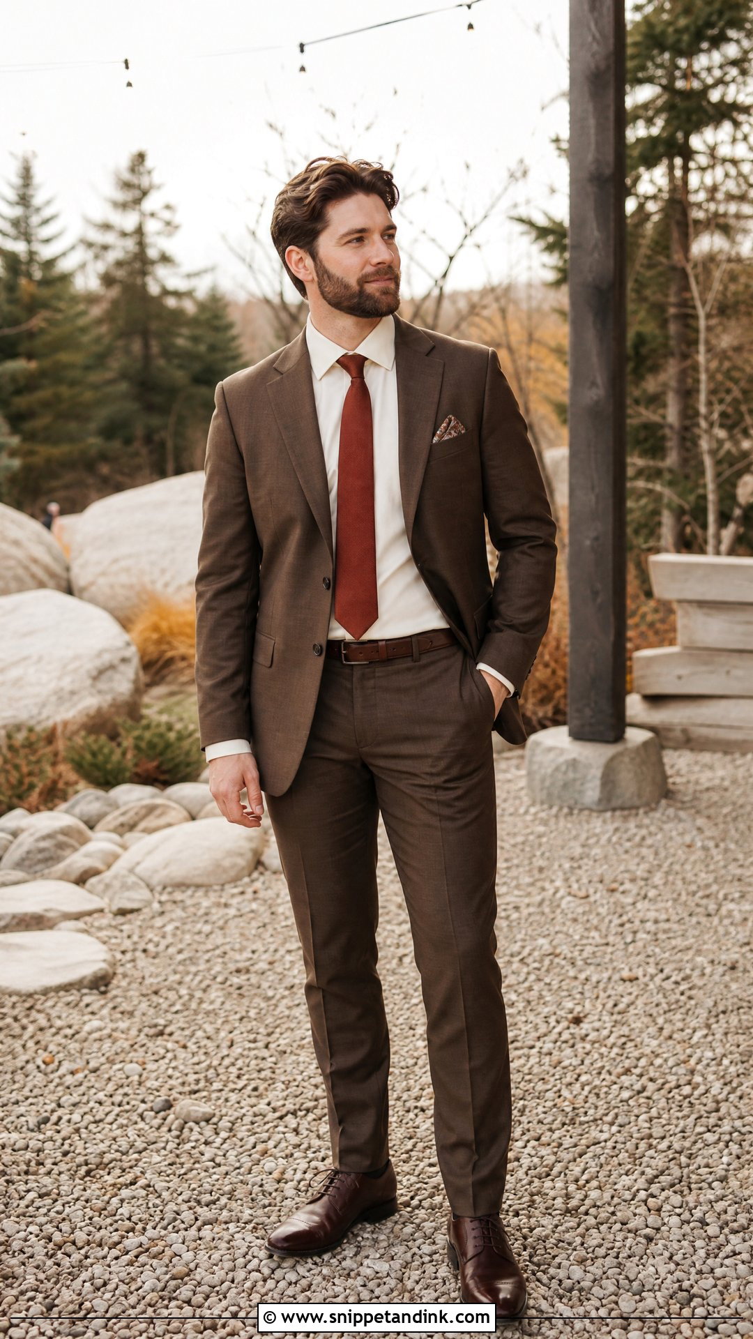 Brown Suit Groomsman Outfit - Snippet and Ink - 25 Groomsman Outfits