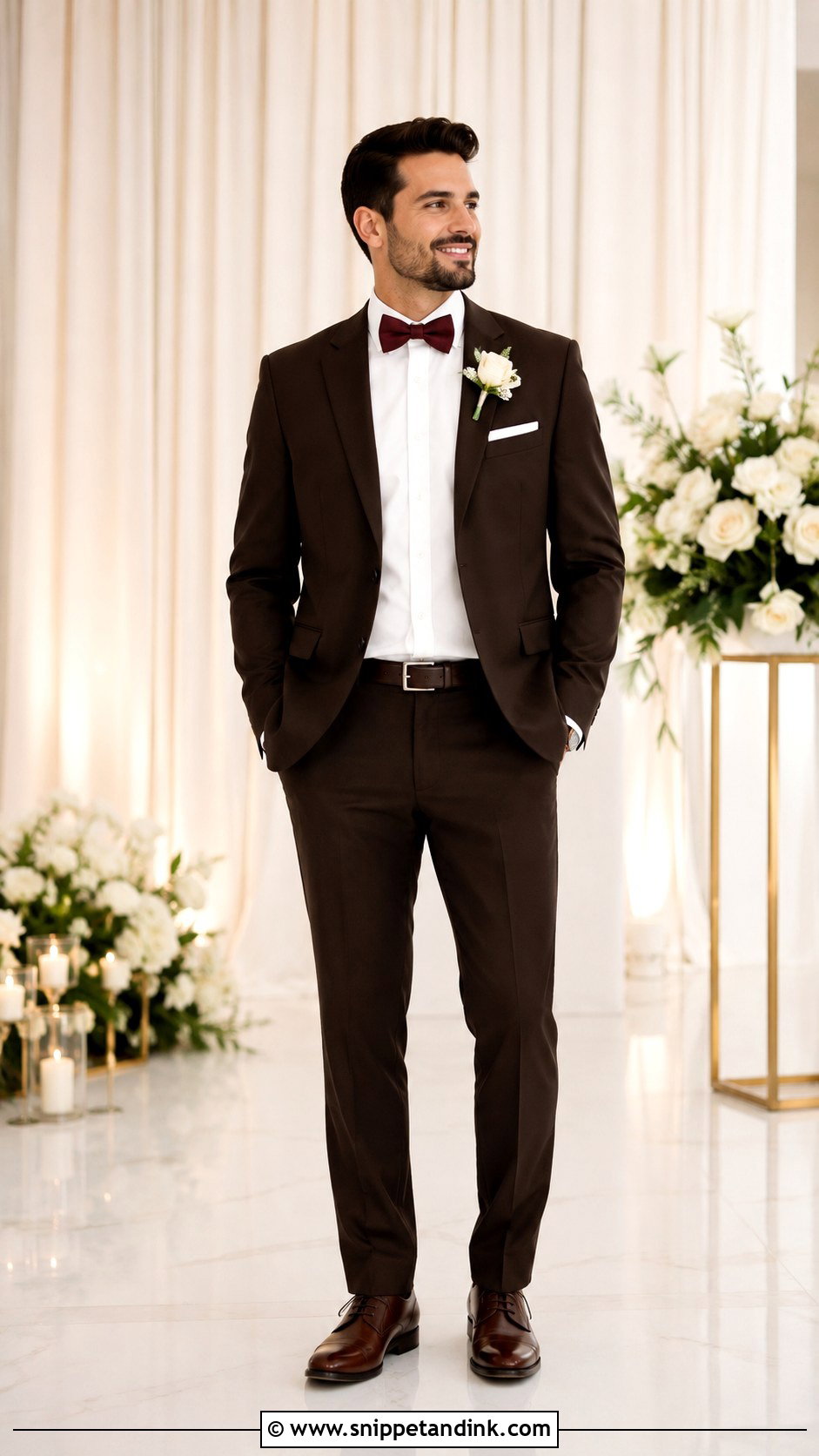 Brown Suit With Bow Tie - Snippet and Ink - 20 Brown Suit for Wedding Ideas