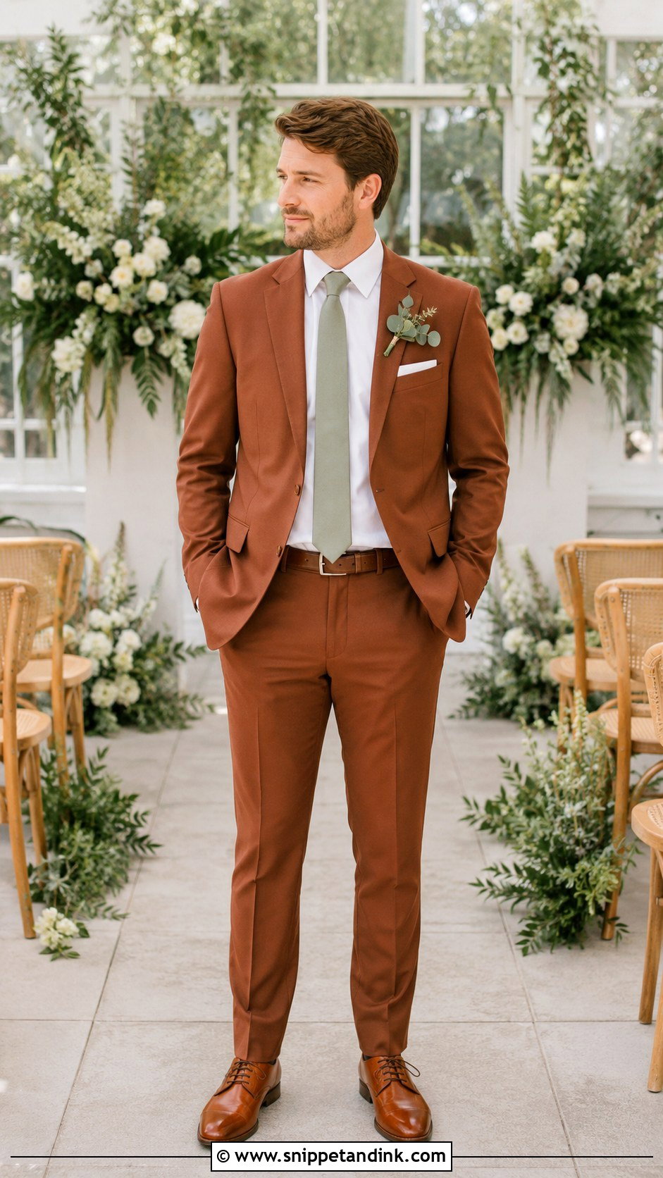 Brown Suit With Sage Green Tie - Snippet and Ink - 20 Brown Suit for Wedding Ideas