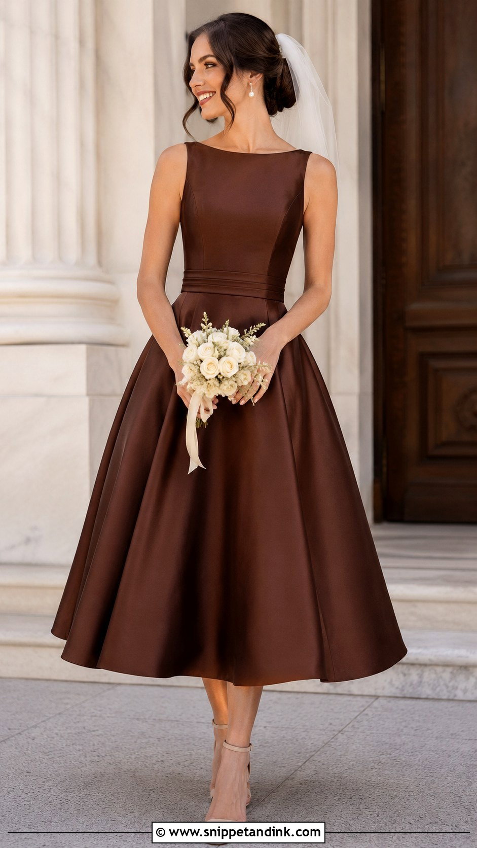 Brown Tea Length Wedding Dress - Snippet and Ink - 30 Brown Wedding Dress Ideas