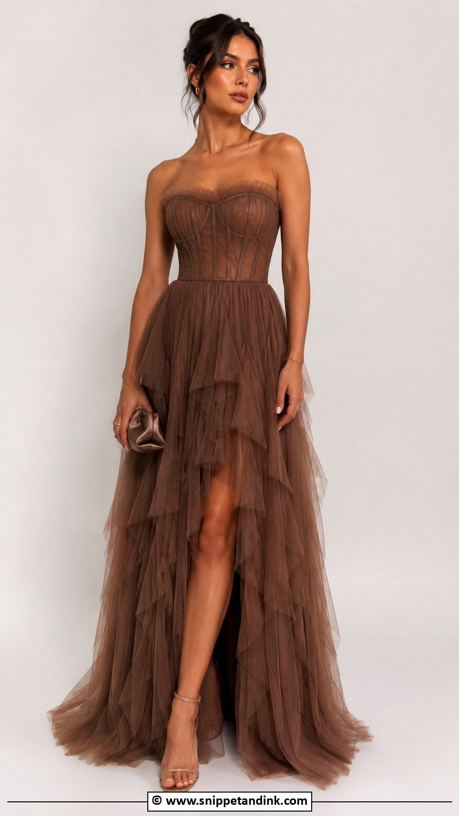 Brown Tulle Gown - Snippet and Ink - 30 Brown Gown Ideas