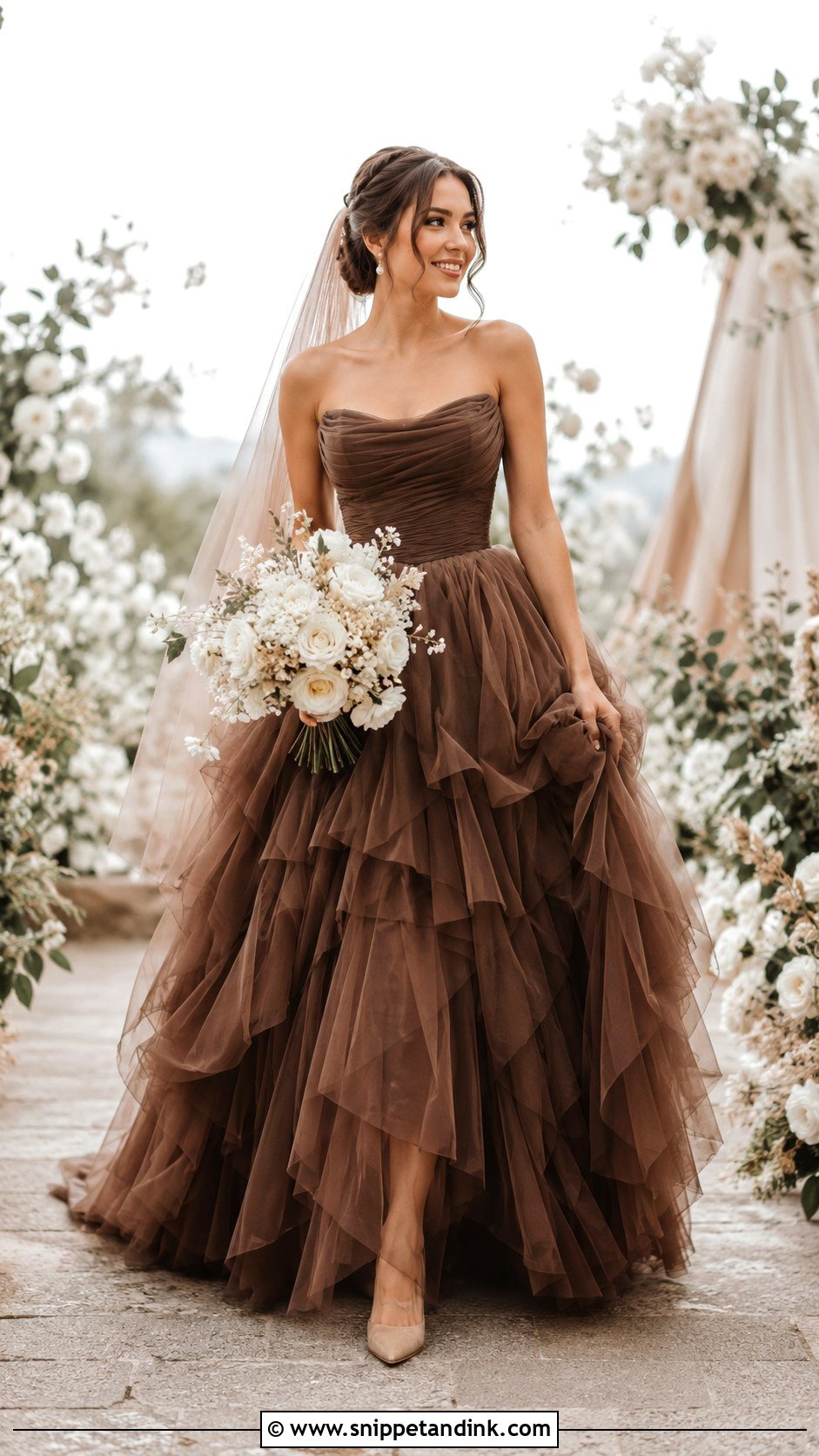 Brown Tulle Wedding Dress - Snippet and Ink - 30 Brown Wedding Dress Ideas