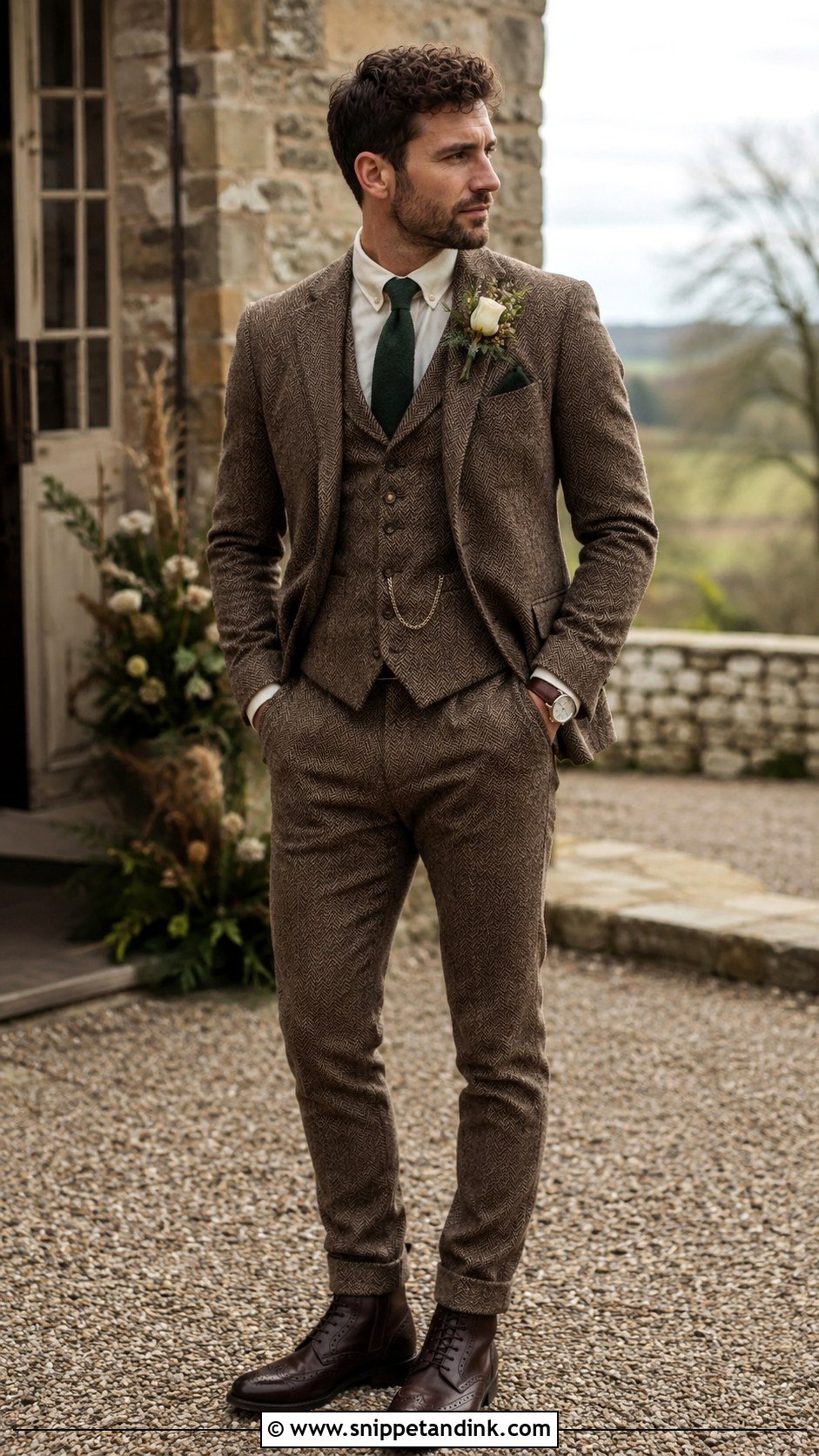 Brown Tweed 3 Piece Wedding Suit - Snippet and Ink - 20 3 Piece Suit Wedding Ideas
