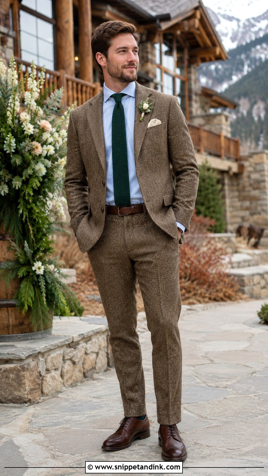 Brown Tweed Groomsman Suit - Snippet and Ink - 20 Groomsman Suits