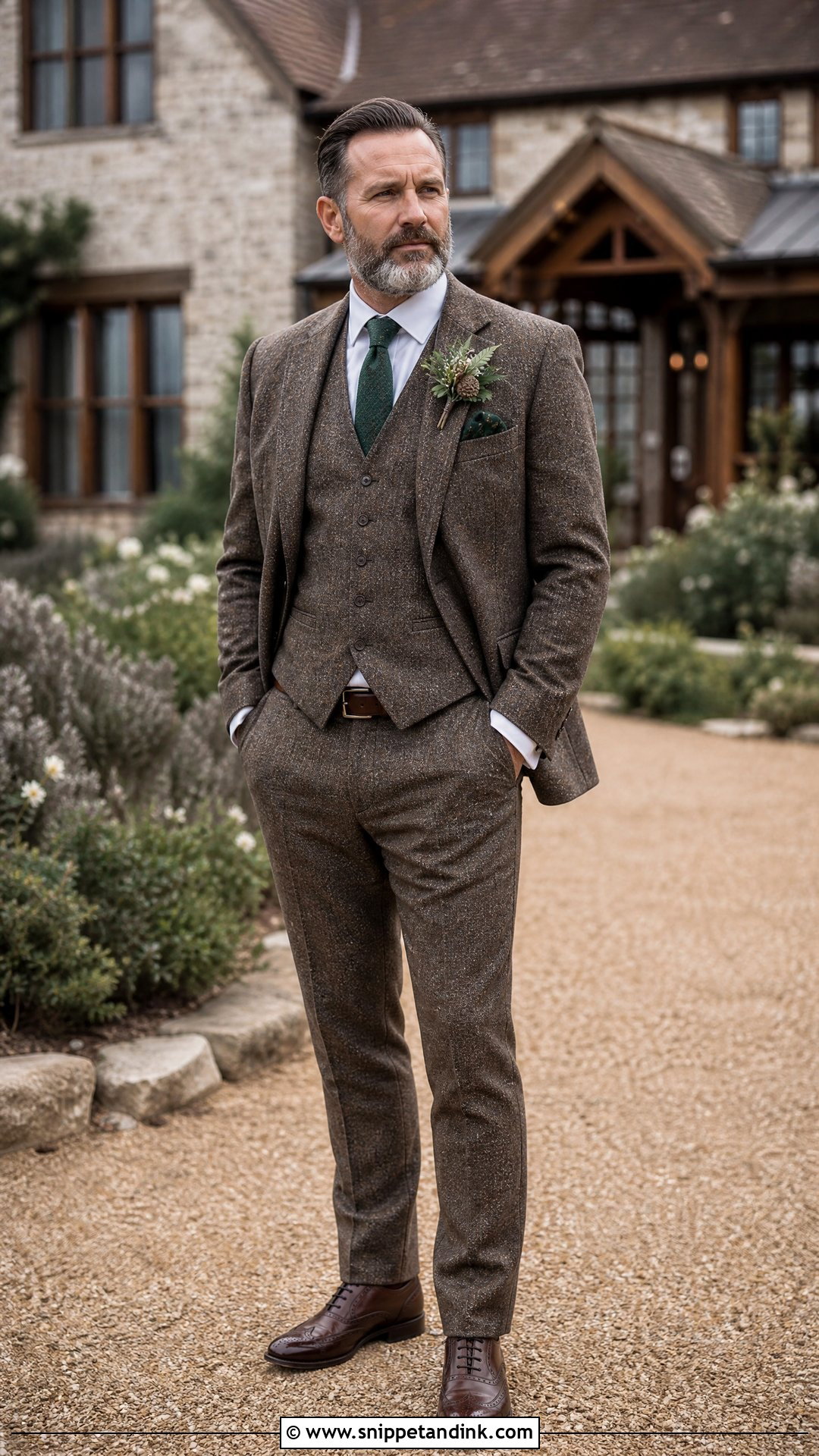 Brown Tweed Rustic Wedding Father Outfit - Snippet and Ink - 20 Wedding Outfit for Father Ideas