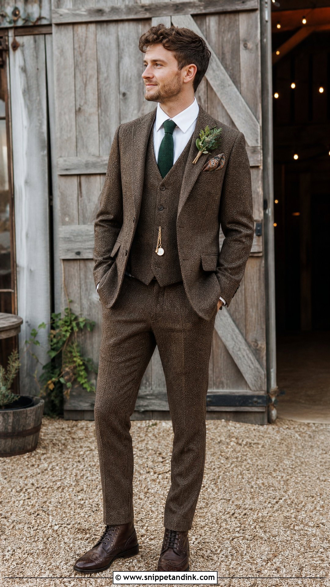 Brown Tweed Wedding Suit - Snippet and Ink - 20 Wedding Husband Suit Ideas