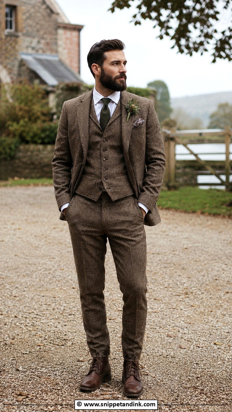 Brown Tweed Wedding Suit Outfit - Snippet and Ink - 30 Brown Suit Wedding Ideas