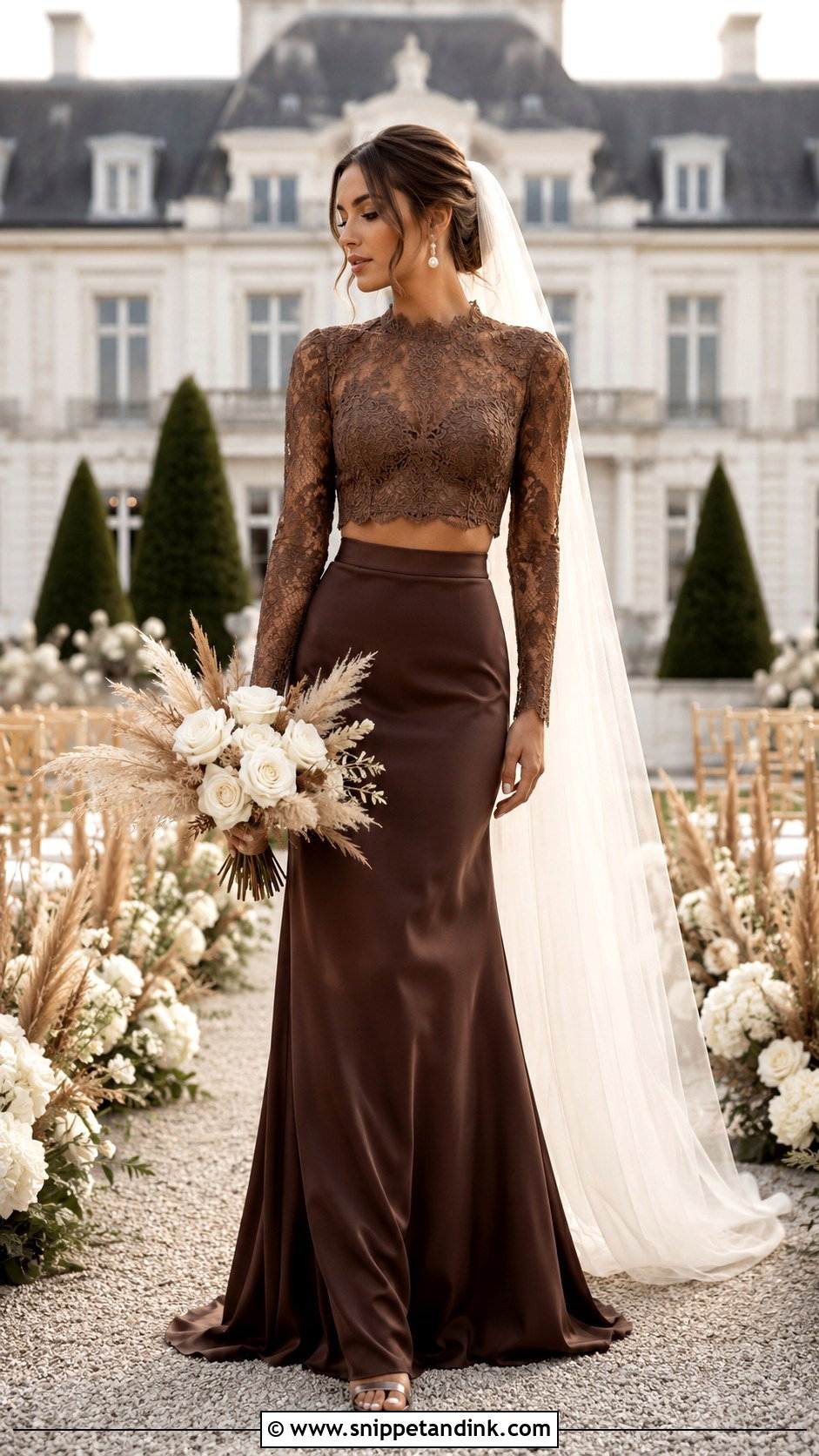 Brown Two Piece Bridal Dress - Snippet and Ink - 20 Brown Bridal Dress Ideas