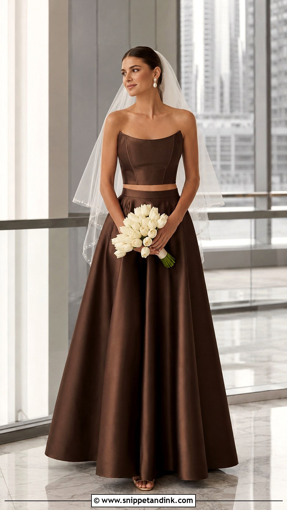Brown Two Piece Wedding Dress - Snippet and Ink - 20 Brown Wedding Dresses