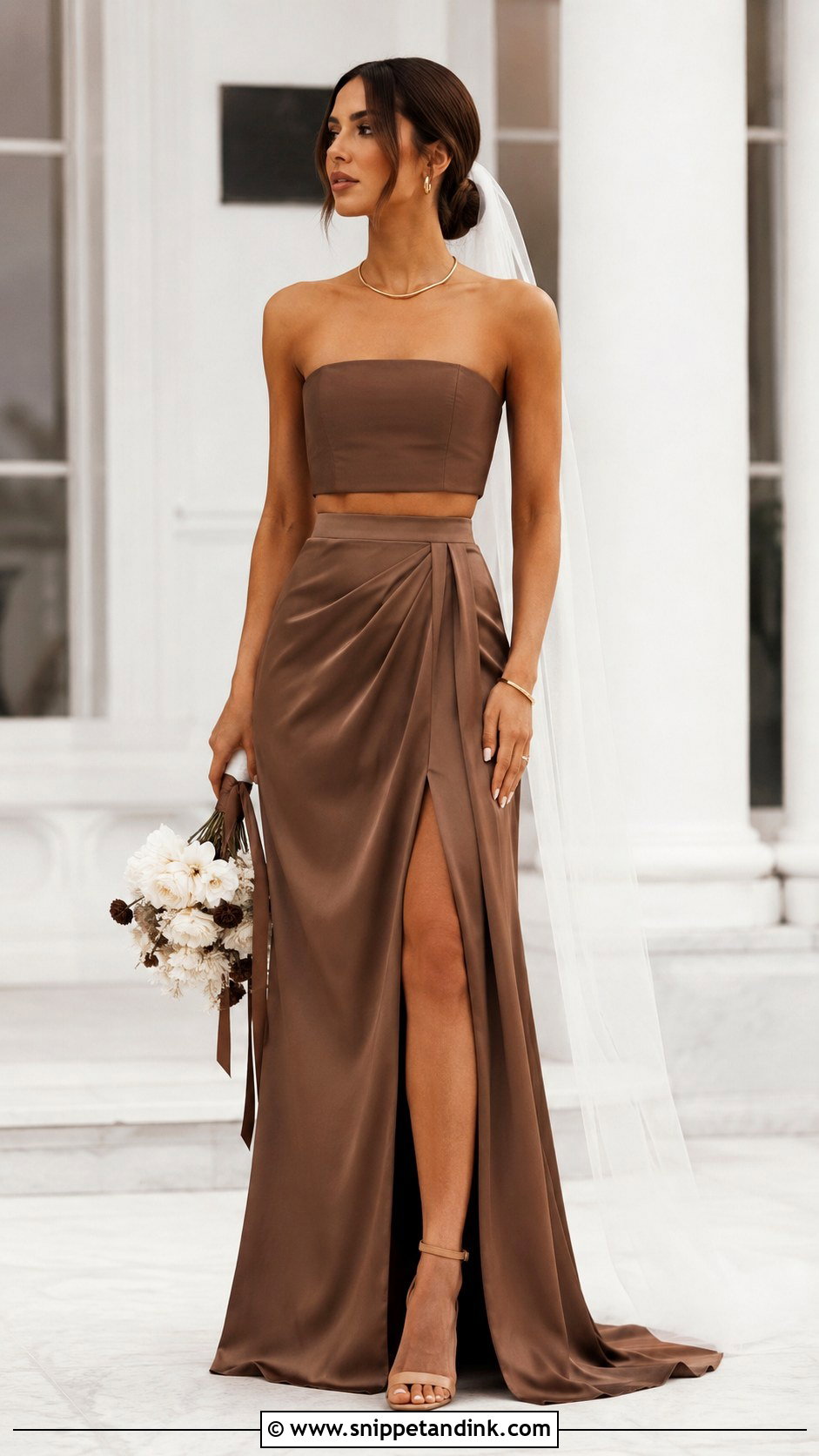 Brown Two Piece Wedding Dress - Snippet and Ink - 30 Brown Wedding Dress Ideas