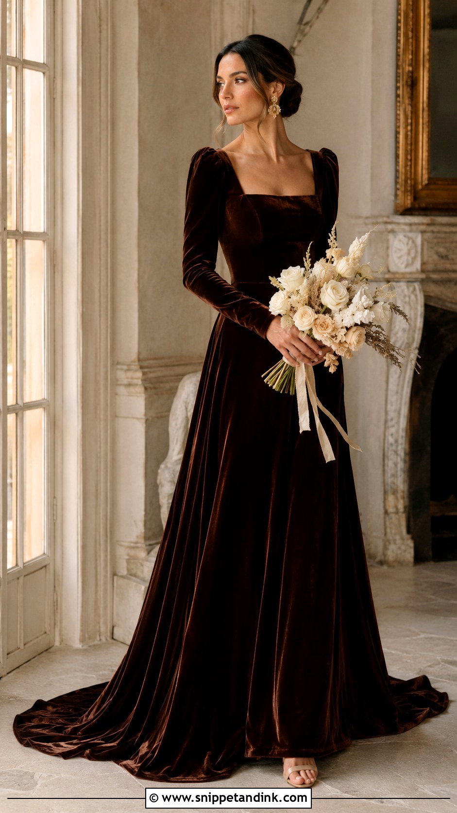 Brown Velvet Wedding Dress - Snippet and Ink - 30 Brown Wedding Dress Ideas