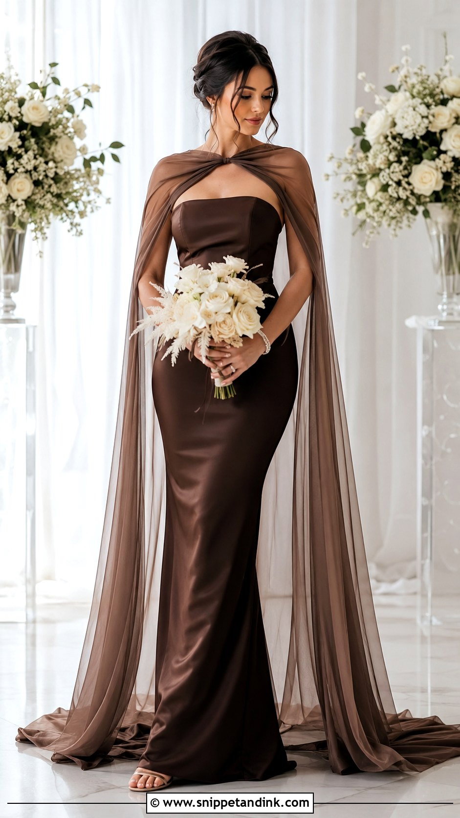 Brown Wedding Dress With Cape - Snippet and Ink - 30 Brown Wedding Dress Ideas