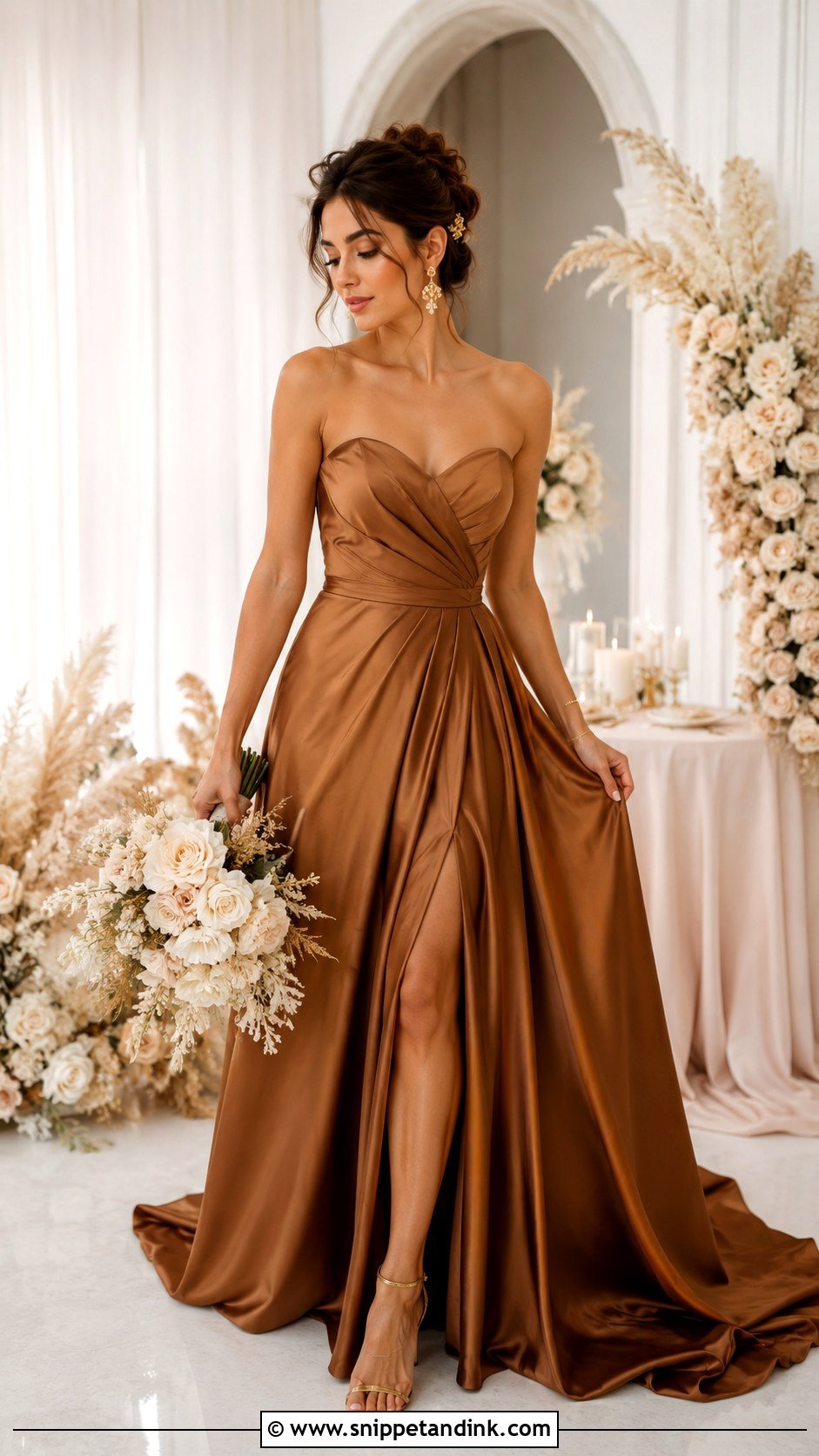 Brown Wedding Dress With Gold Accessories - Snippet and Ink - 30 Brown Wedding Dress Ideas