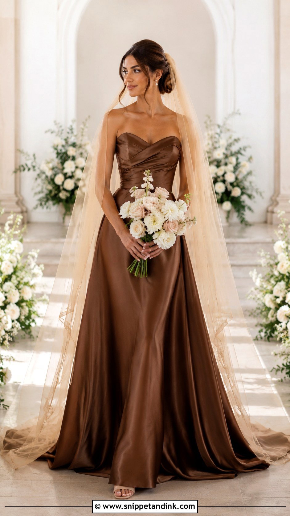 Brown Wedding Dress With Veil - Snippet and Ink - 30 Brown Wedding Dress Ideas
