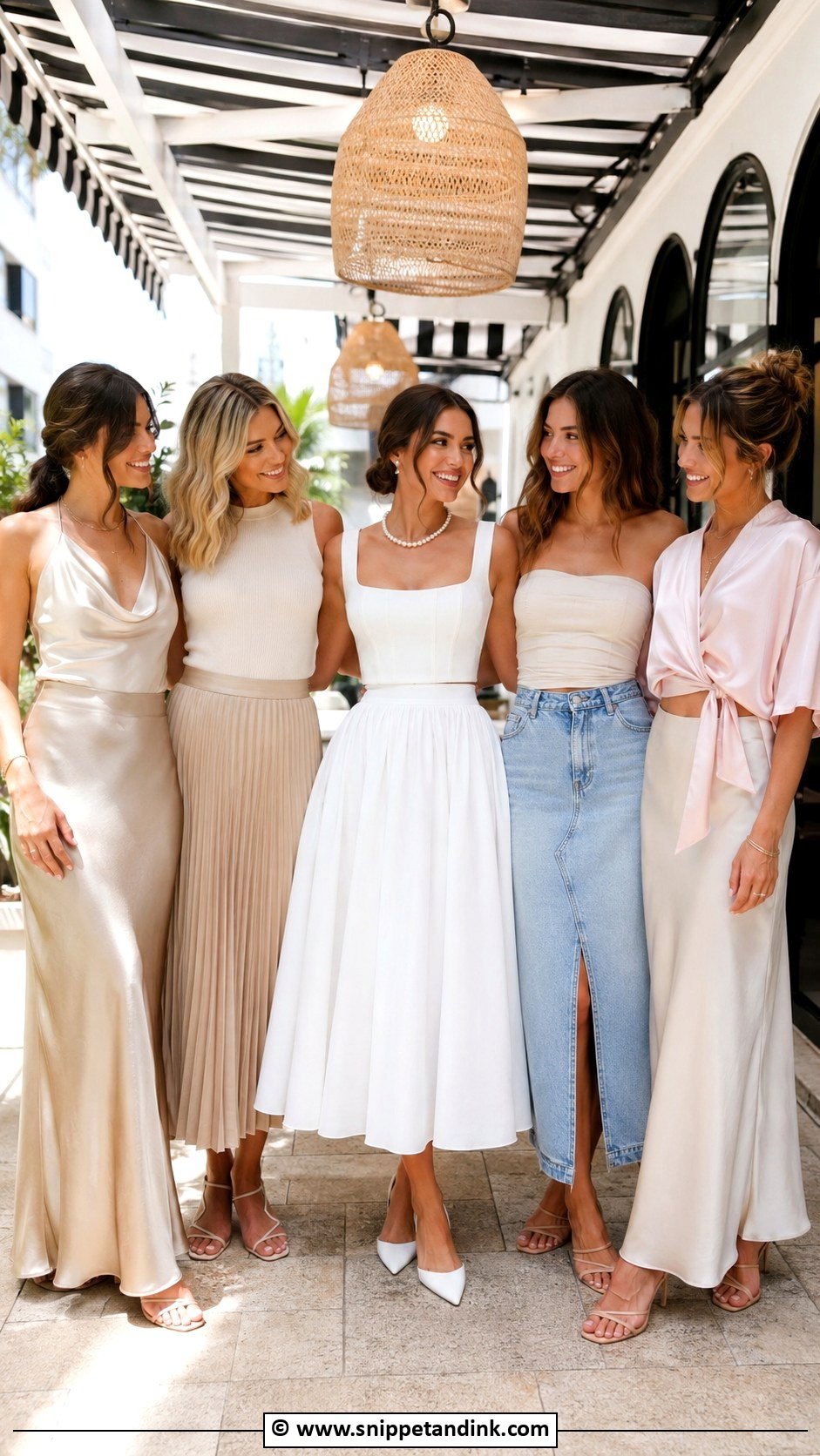 Brunch Skirt And Top Group Outfit - Snippet and Ink - 30 Bachelorette Outfit Ideas Group