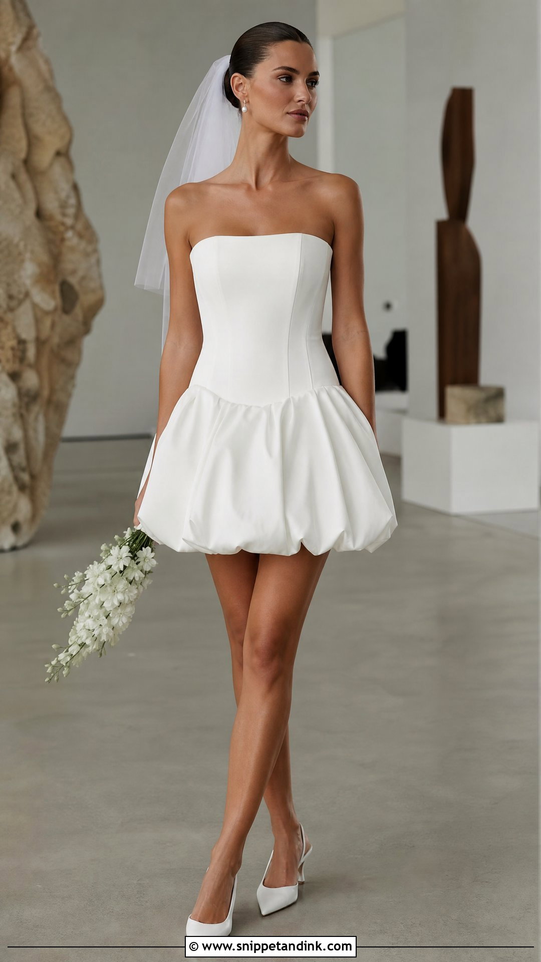 Bubble Hem Mini Wedding Dress - Snippet and Ink - 20 Short Mini Wedding Dress Ideas