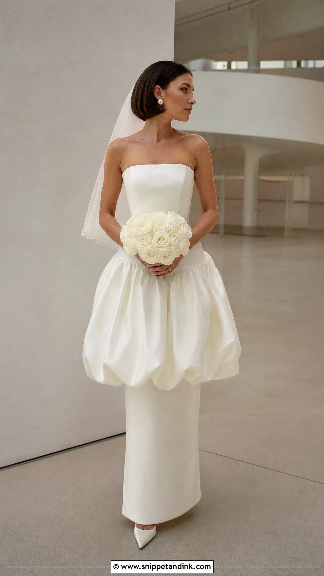 Bubble Hem Strapless Drop Waist Wedding Dress - Snippet and Ink - 20 Strapless Drop Waist Wedding Dress Ideas