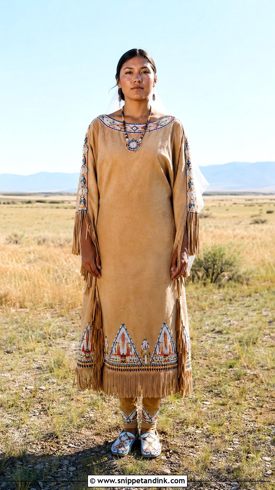 Buckskin Native Wedding Dress With Moccasins - Snippet and Ink - 20 Native Wedding Dress Ideas