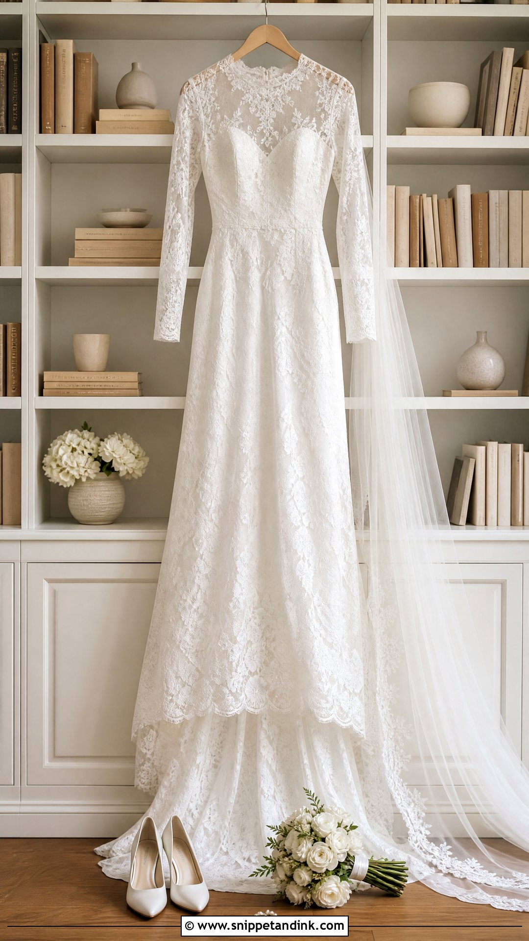 Built In Bookshelf Wedding Dress Hanging Picture - Snippet and Ink - 20 Wedding Dress Hanging Pictures Ideas