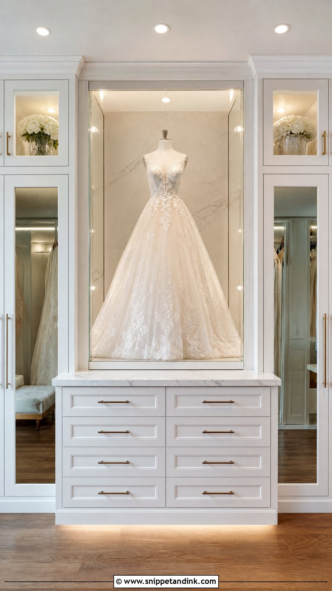 Built In Wedding Dress Display Above Dresser - Snippet and Ink - 20 Wedding Dress Display in Closet Ideas
