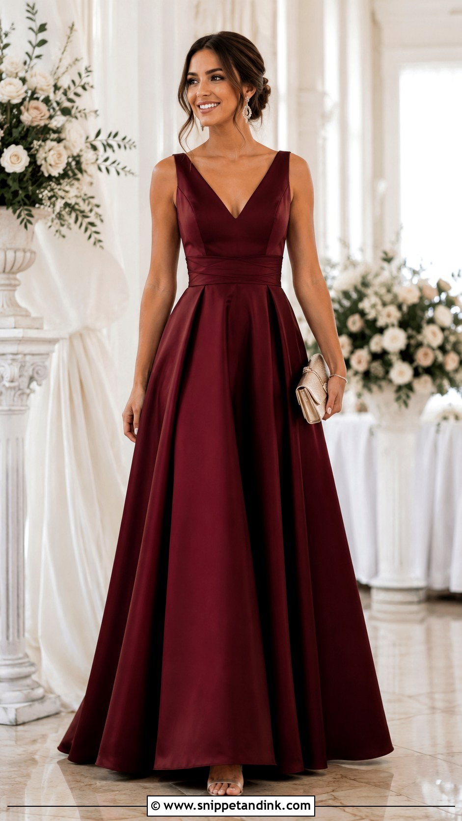 Burgundy A Line Wedding Dress Outfit - Snippet and Ink - 30 Burgundy Wedding Dress Ideas