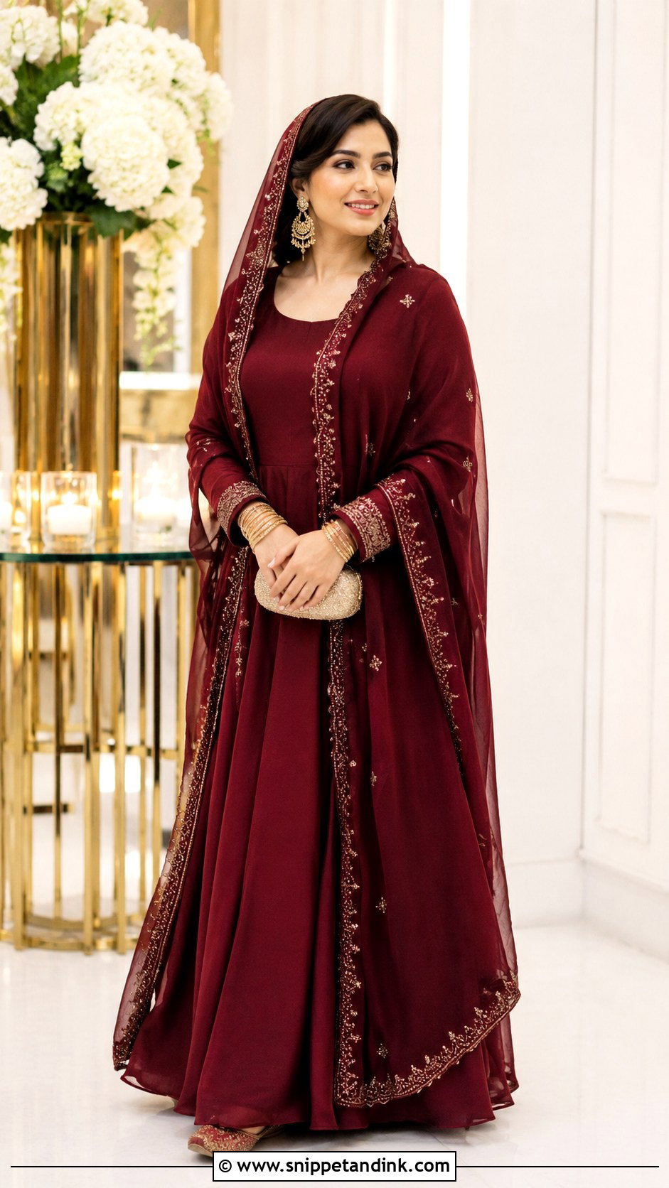 Burgundy Anarkali Anand Karaj Outfit - Snippet and Ink - 30 Anand Karaj Outfit Ideas