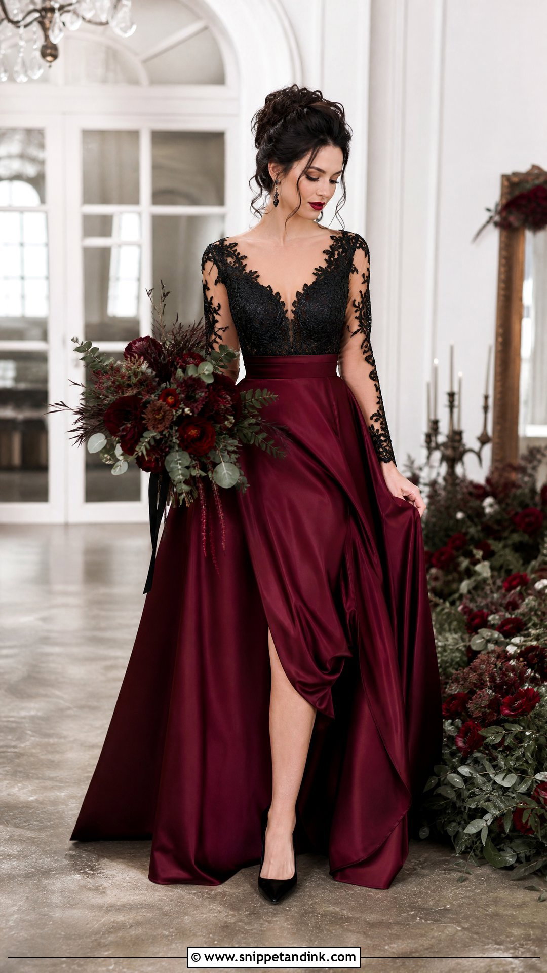 Burgundy And Black Wedding Dress - Snippet and Ink - 25 Red and Black Wedding Dress Ideas