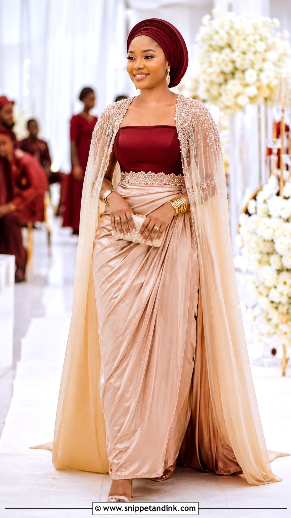 Burgundy And Champagne Membeso Dress - Snippet and Ink - 20 Membeso Dress for the Bride Ideas