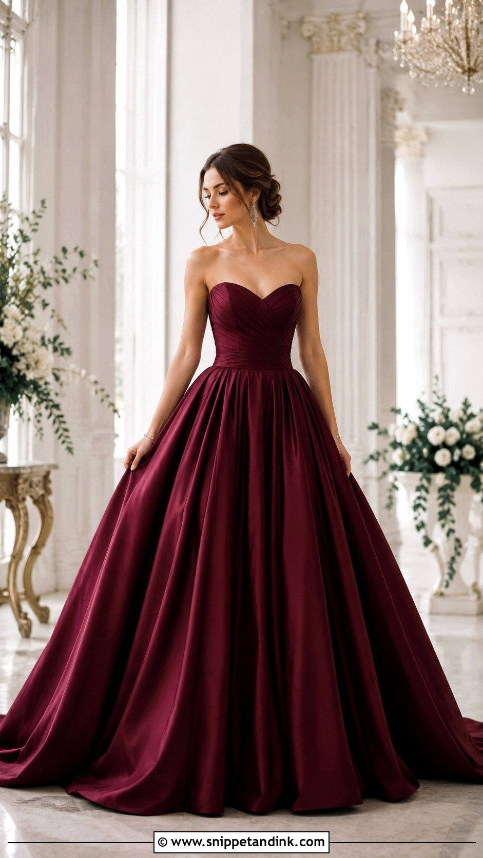 Burgundy Ball Gown Wedding Dress Outfit - Snippet and Ink - 30 Burgundy Wedding Dress Ideas
