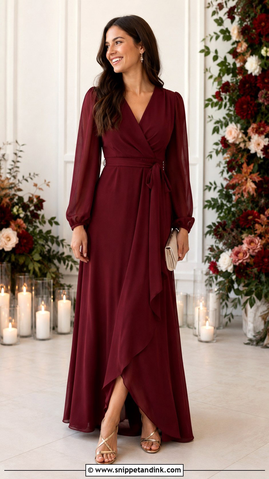 Burgundy Bridesmaid Dress Outfit - Snippet and Ink - 30 Brides Maids Outfit Ideas