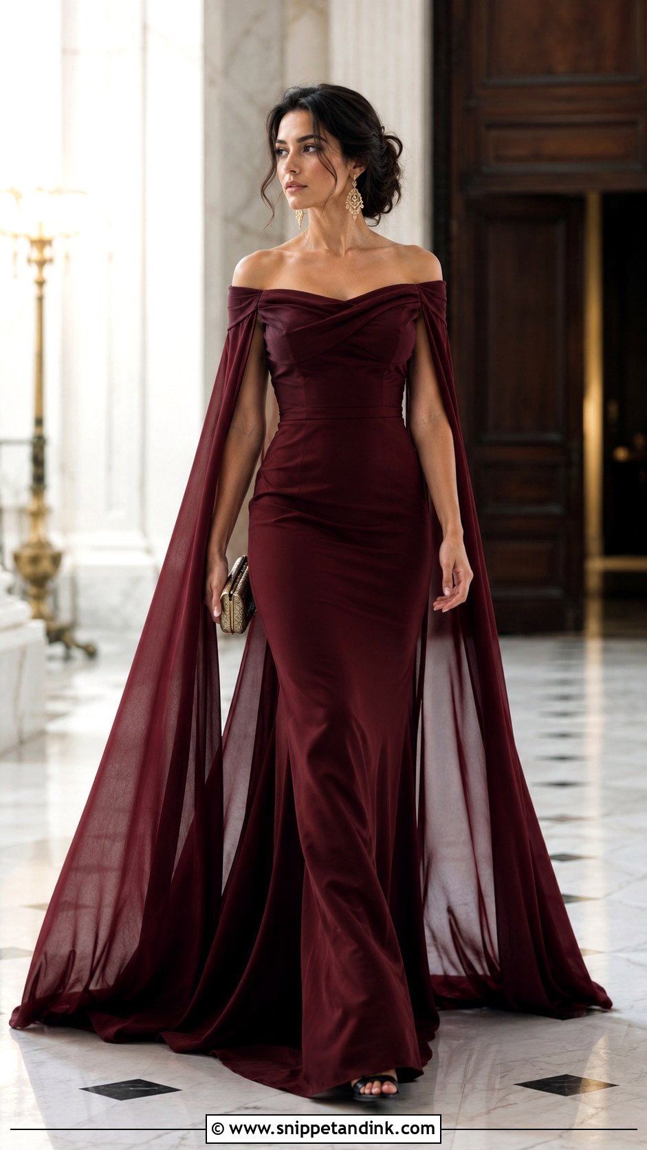 Burgundy Cape Princess Gown - Snippet and Ink - 20 Gowns Princess