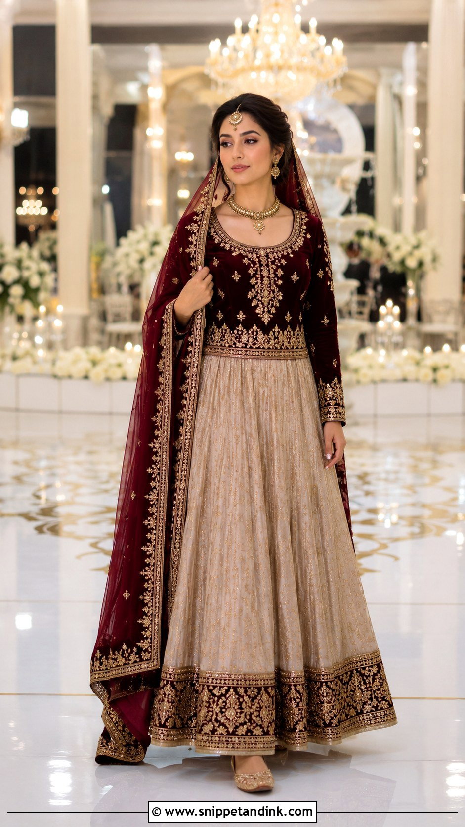 Burgundy Charma Dozi Afghan Wedding Dress - Snippet and Ink - 20 Afghan Wedding Dresses
