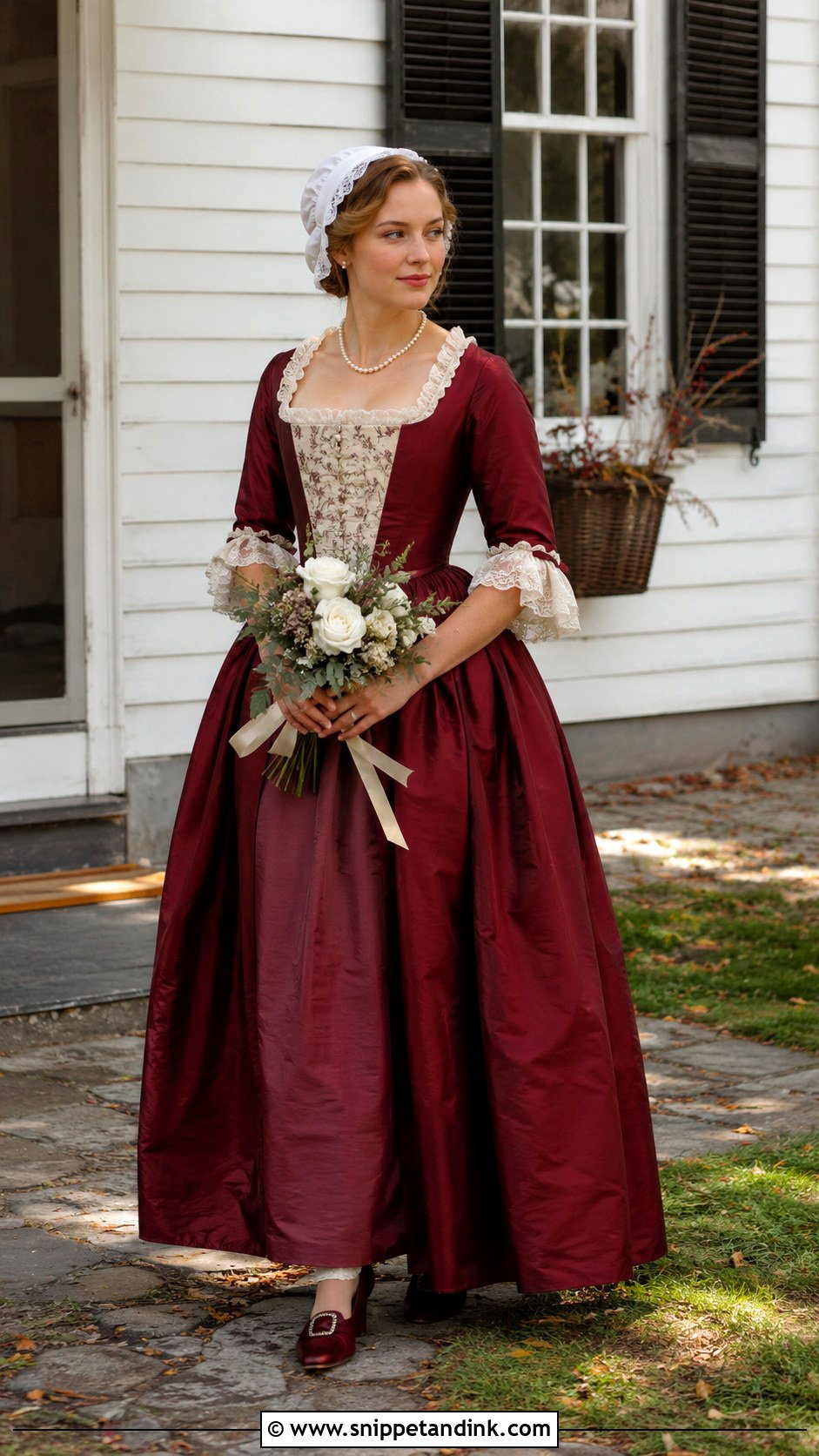 Burgundy Colonial Wedding Dress - Snippet and Ink - 20 18th Century Wedding Dress Ideas