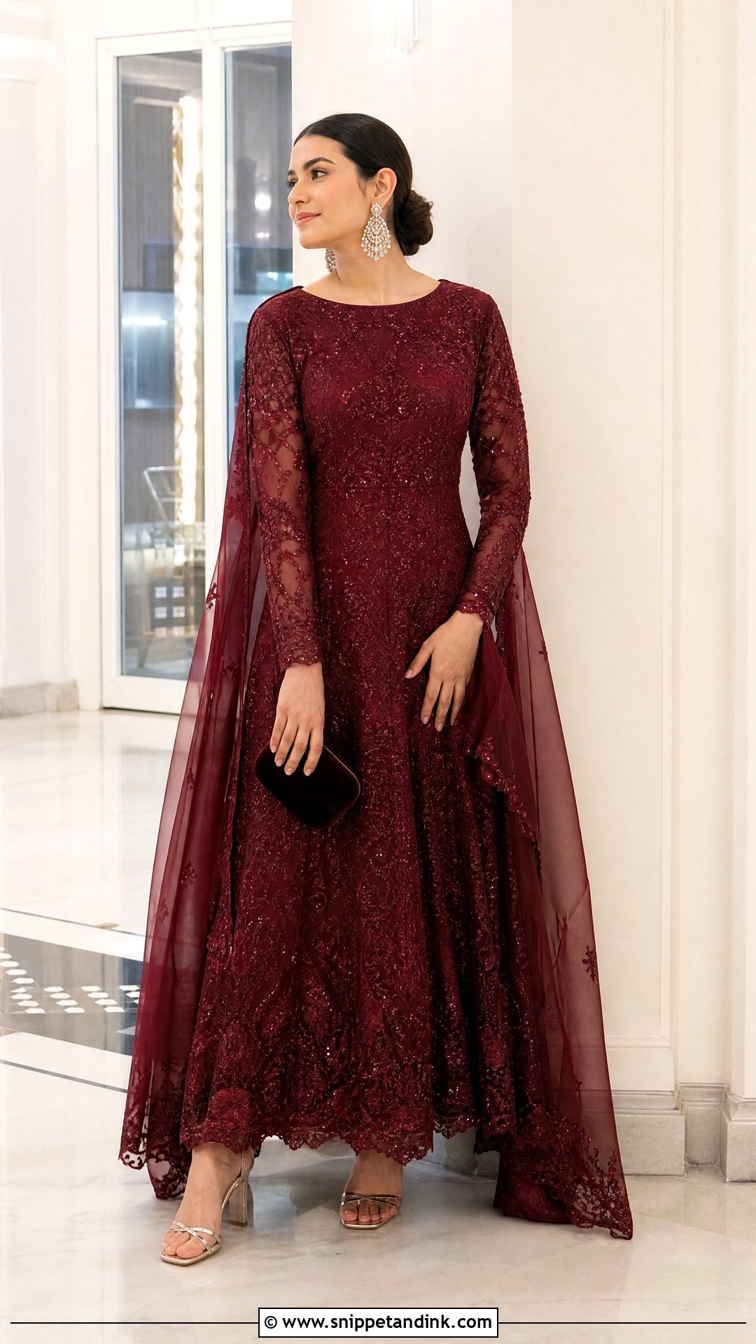 Burgundy Contemporary Walima Gown - Snippet and Ink - 20 Walima Gown Ideas