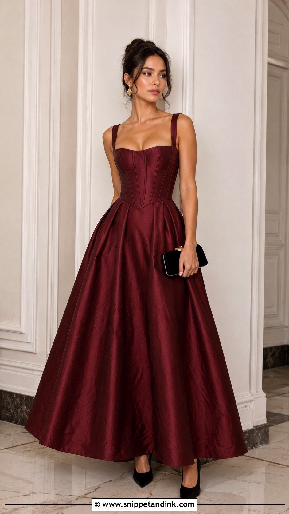 Burgundy Corset Taffeta Gown - Snippet and Ink - 20 Taffeta Gown Ideas