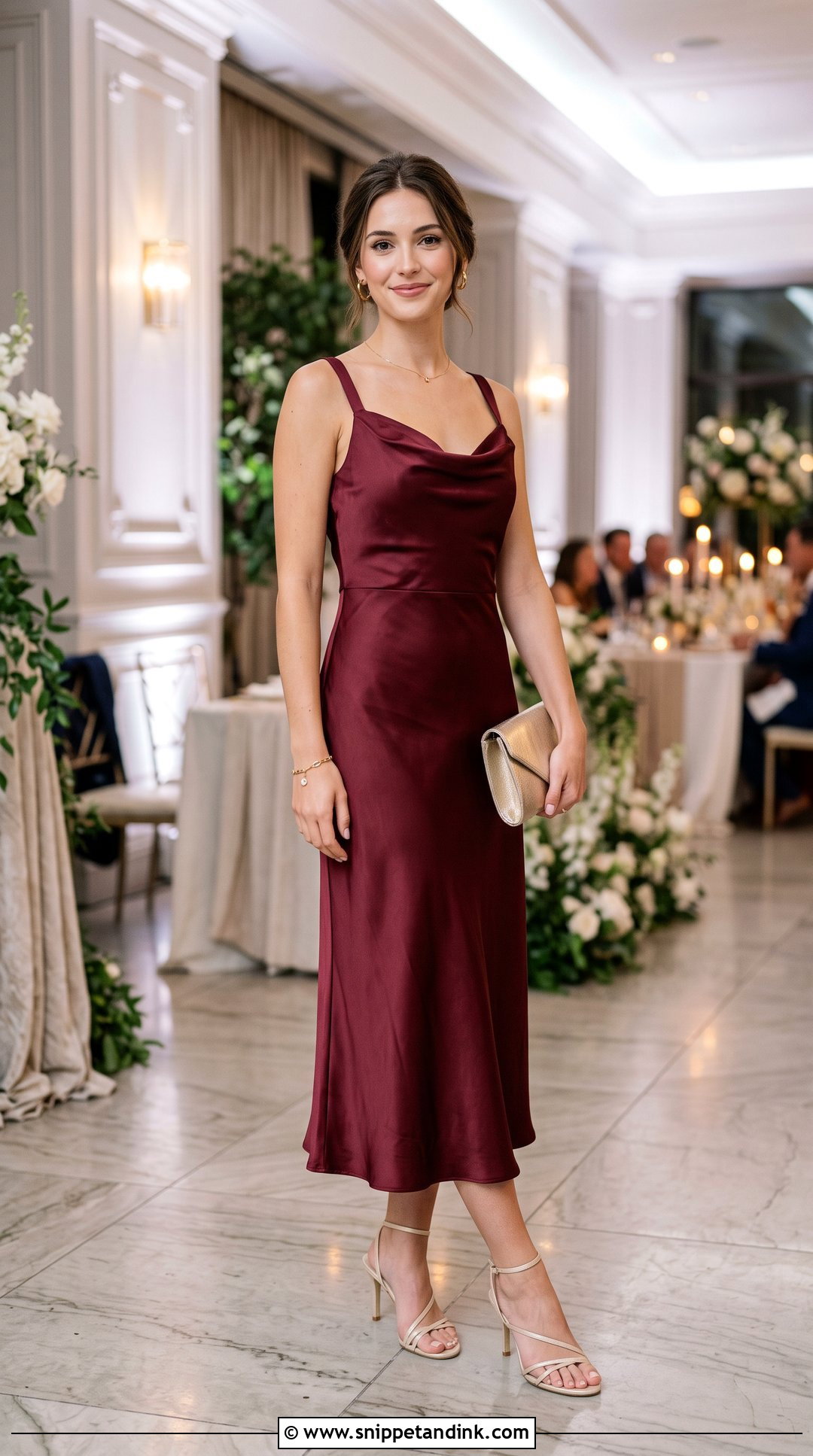 Burgundy Cowl Neck Summer Wedding Dress - Snippet and Ink - 20 Simple Summer Wedding Dress Ideas