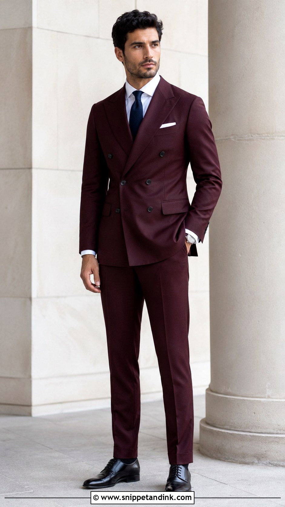 Burgundy Double Breasted Suit Wedding - Snippet and Ink - 25 Burgundy Suit Wedding Ideas