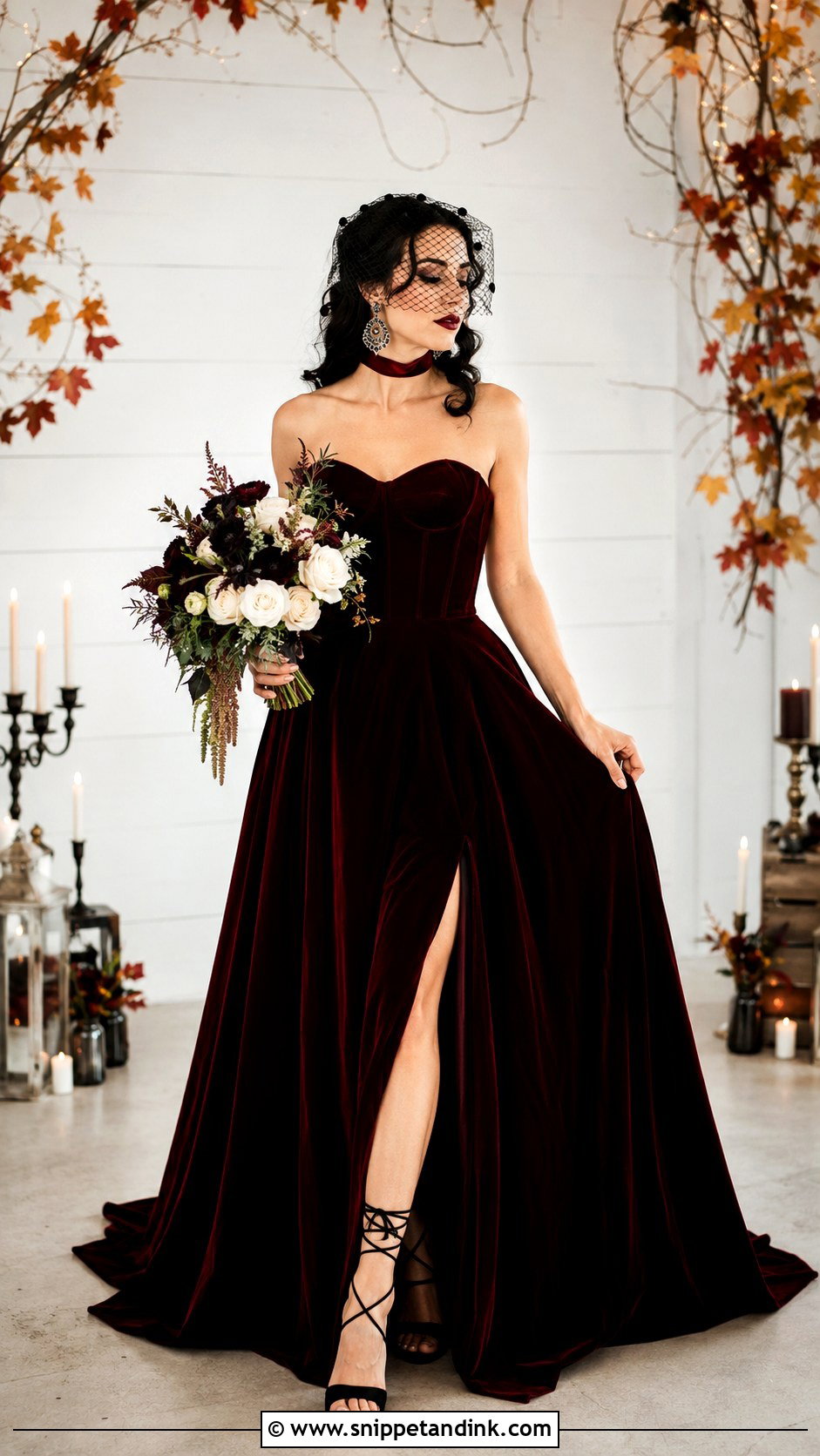 Burgundy Emo Bride Outfit - Snippet and Ink - 20 Emo Bride Ideas