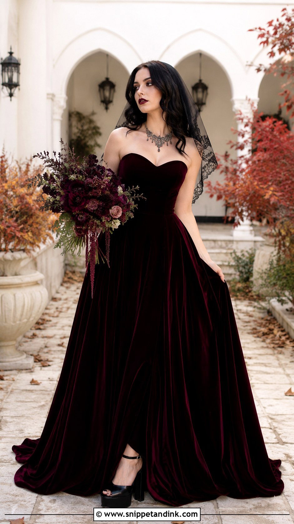 Burgundy Emo Wedding Dress - Snippet and Ink - 20 Emo Wedding Dresses