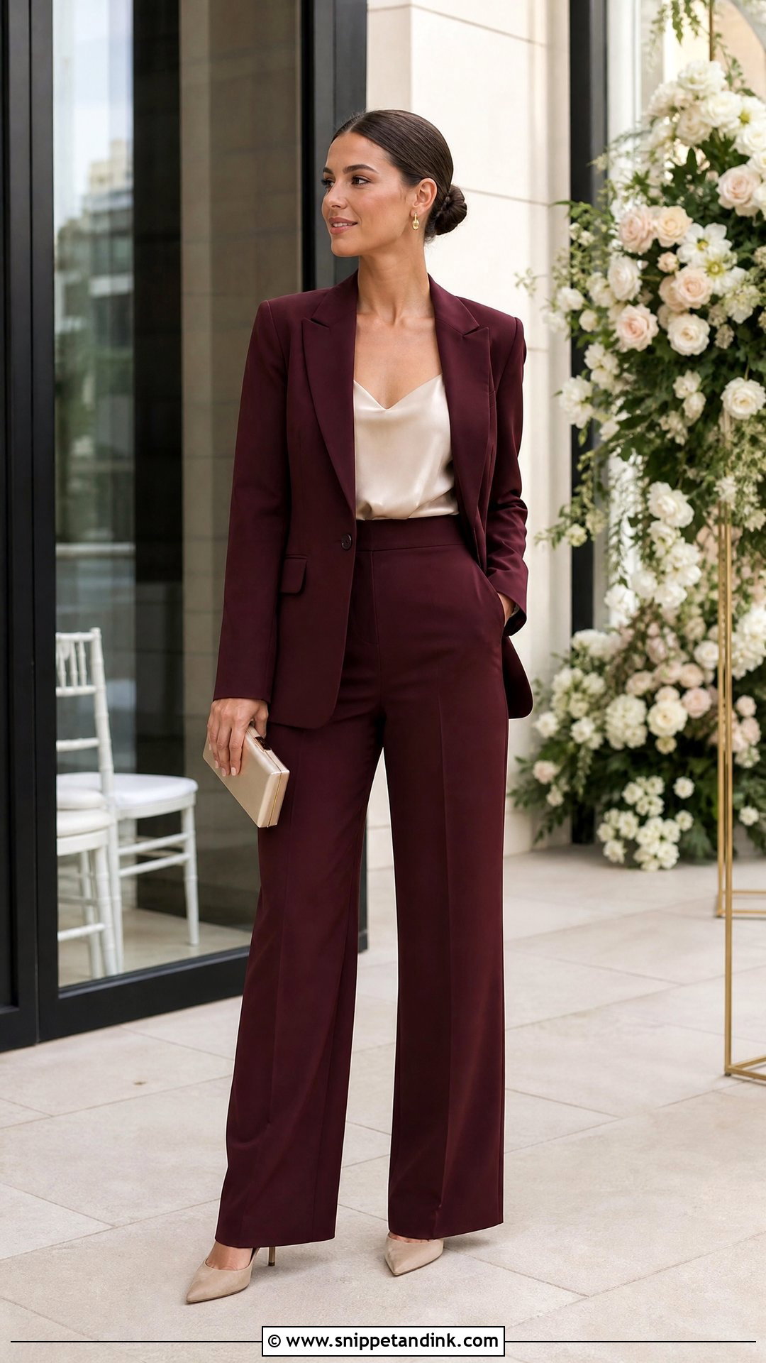 Burgundy Fall Bridesmaid Suit - Snippet and Ink - 20 Fall Wedding Party Attire Ideas